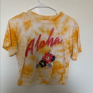 Mighty Fine Orange Tie-Dye Aloha Crop Top
